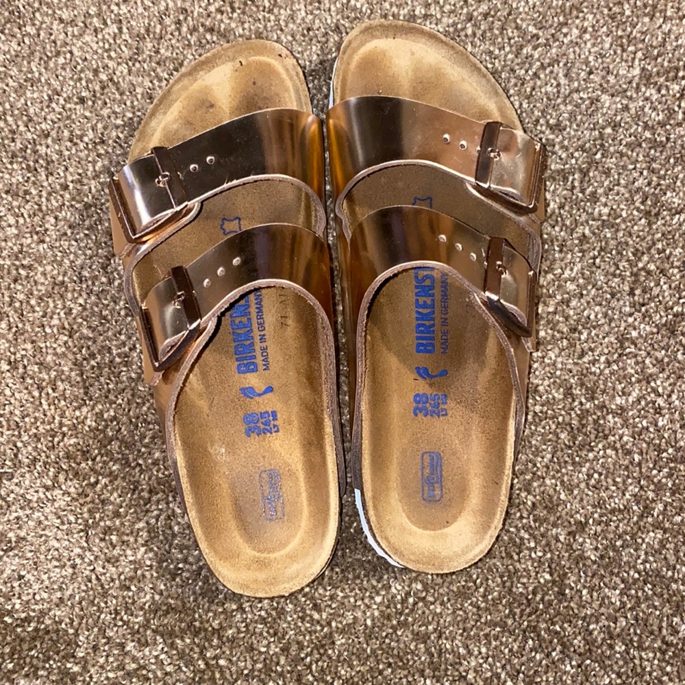 Rose Gold Birkenstock Arizona Sandals 38